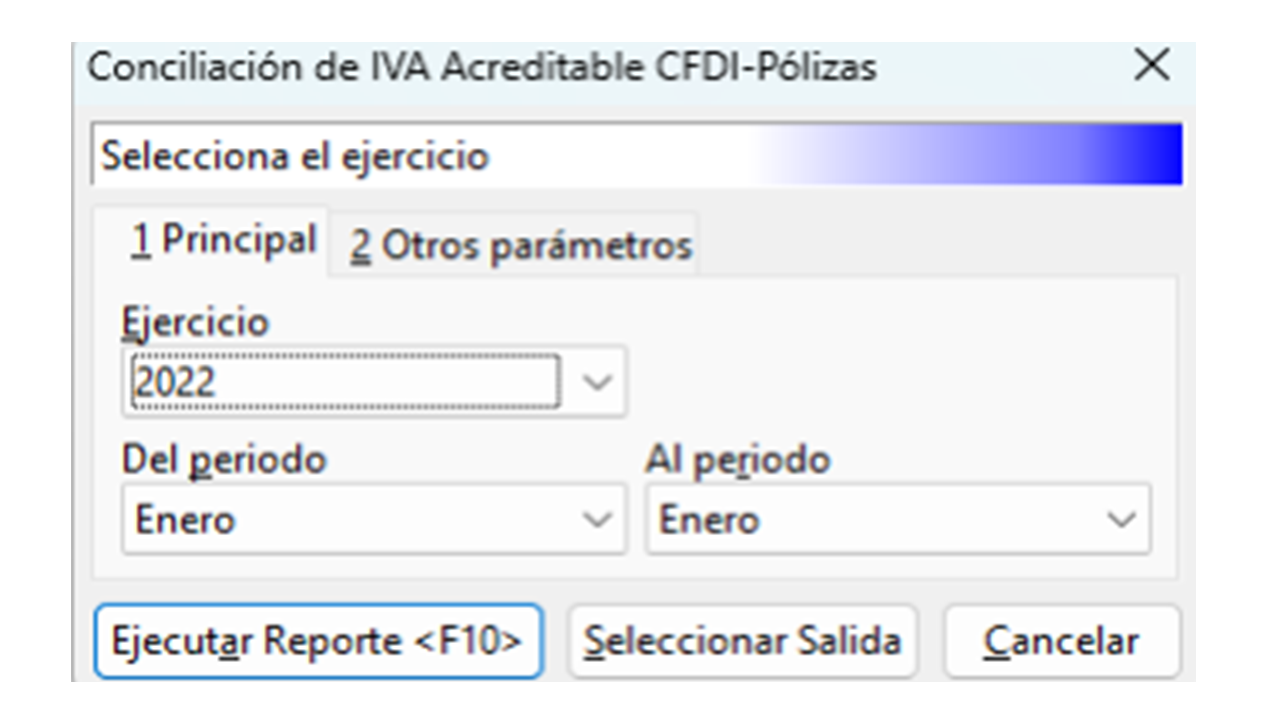 Ventana de filtros